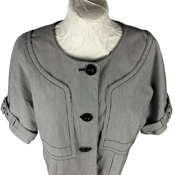 Kenneth Cole Reaction Short Sleeve Blazer Women 12 Pin Stripe Business Casual - Picture 4 of 12